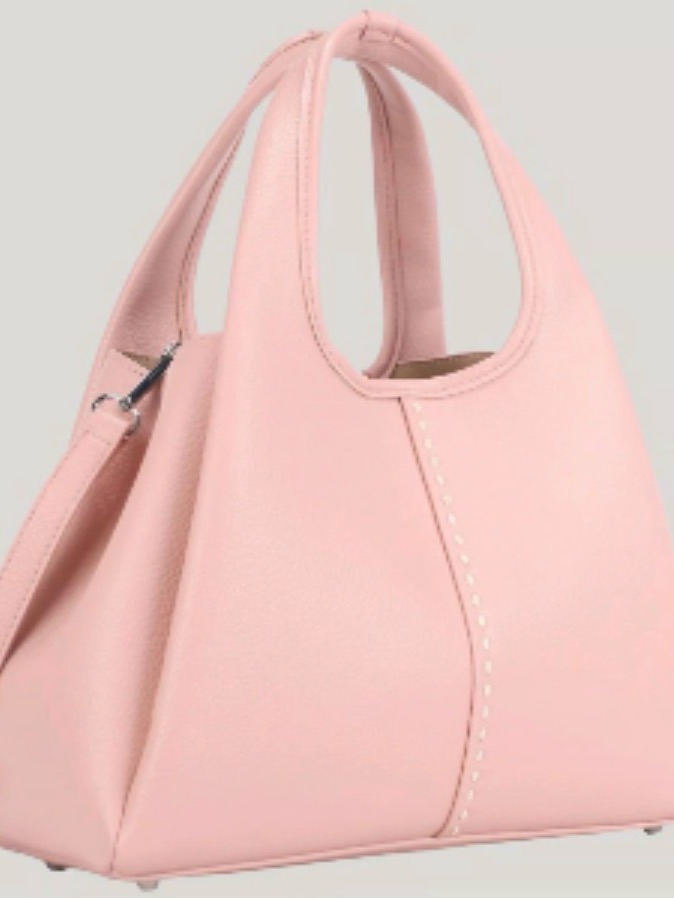 Soft Pink Structured Tote Bag With Top Handles( Coach Lana Look Alike)